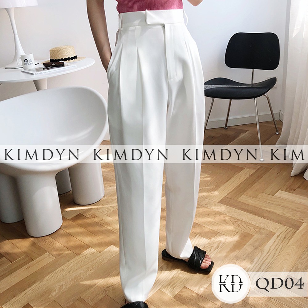 Quần ống rộng lưng cao nữ quần tây nữ thanh lịch KIMDYN [KDQD04]