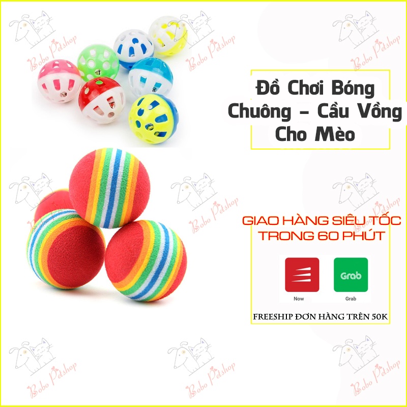 Đồ Chơi Bóng Chuông Bóng Cầu Vồng Cho Mèo Tập Chạy Đùa Nghịch Thay Chuột - Bobo Pet Shop Hà Nội