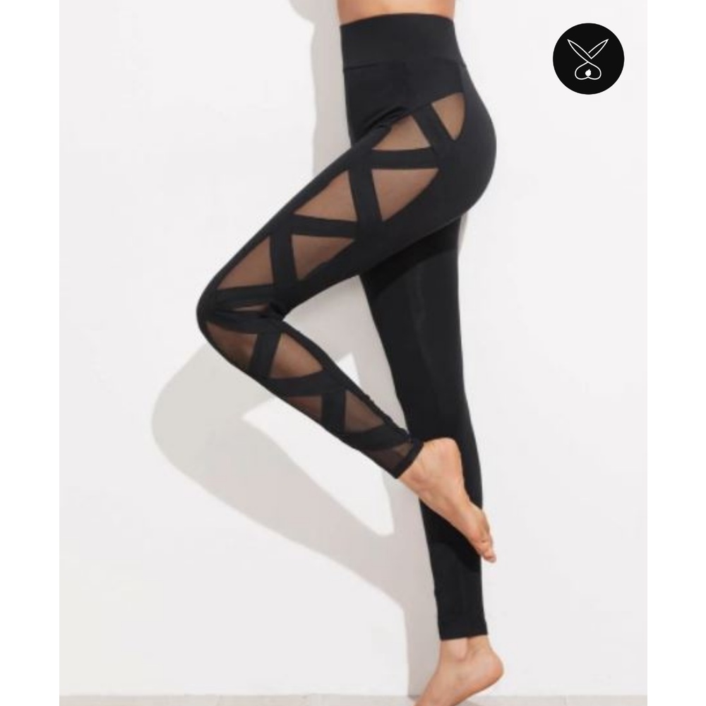 Quần legging phối lưới tổng hợp mẫu