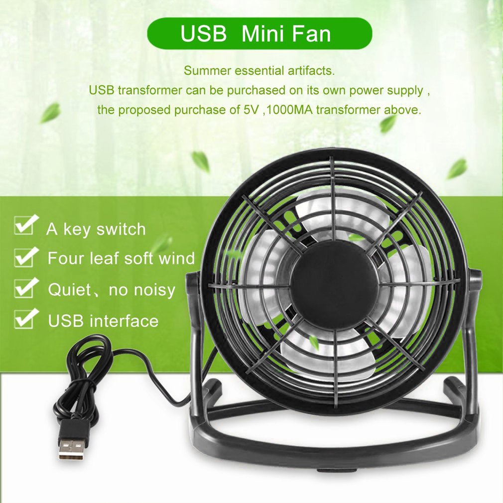Quạt USB Mini 4 Cánh 5V Nhỏ Gọn Không Gây Tiếng Ồn Cho Máy Tính Laptop