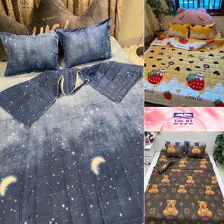 [ SIÊU SALE ] Bộ Chăn hè Ga Gối Cotton Poly Combo 5 Món - Ib chọn thêm nhiều mẫu