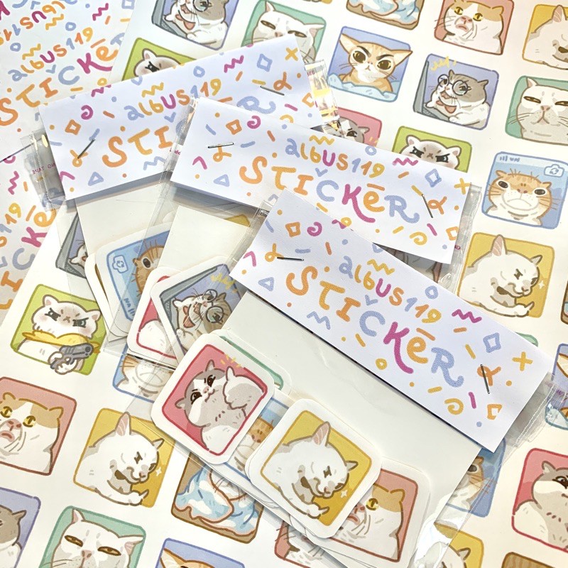 Cat Meme Sticker | Decal nhãn dán trang trí mèo | albus119