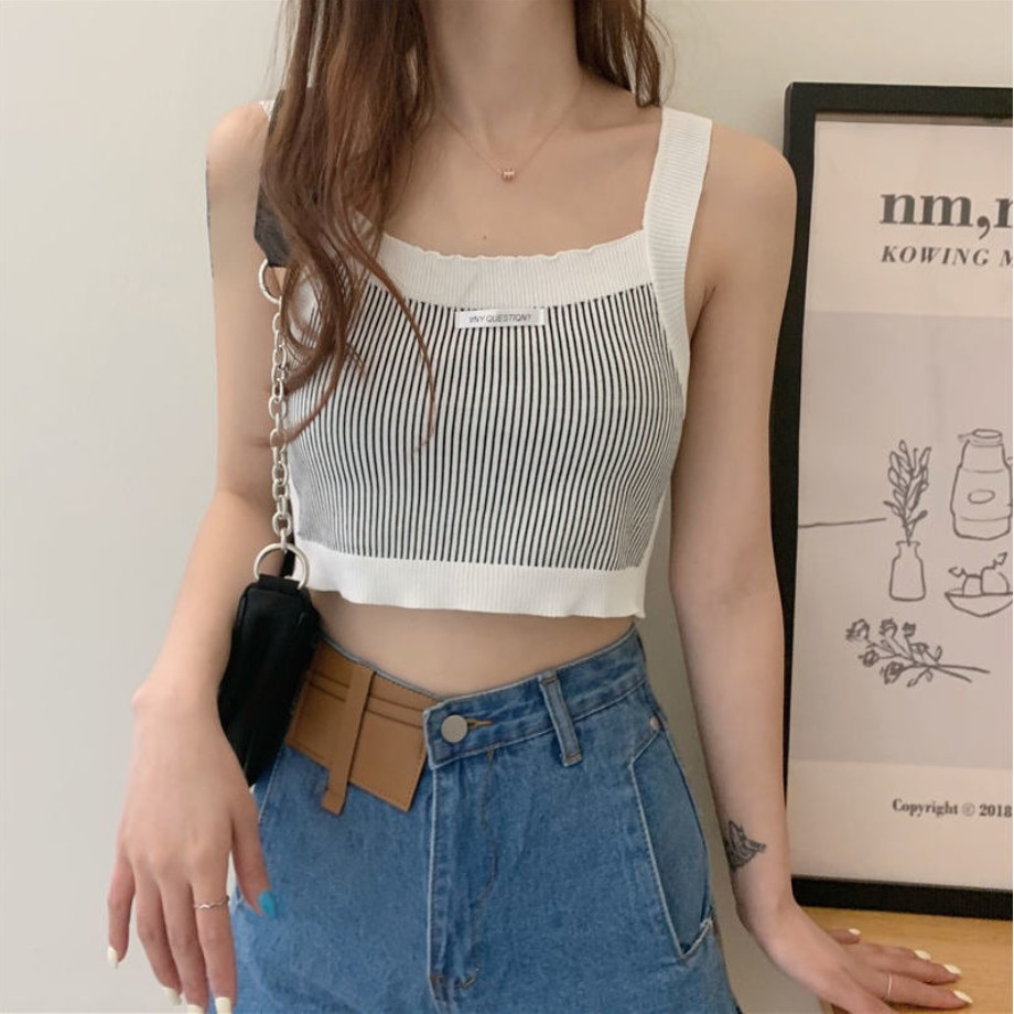 Áo Croptop Sát Nách Hoạ Tiết Kẻ Sọc Thời Trang Mùa Hè