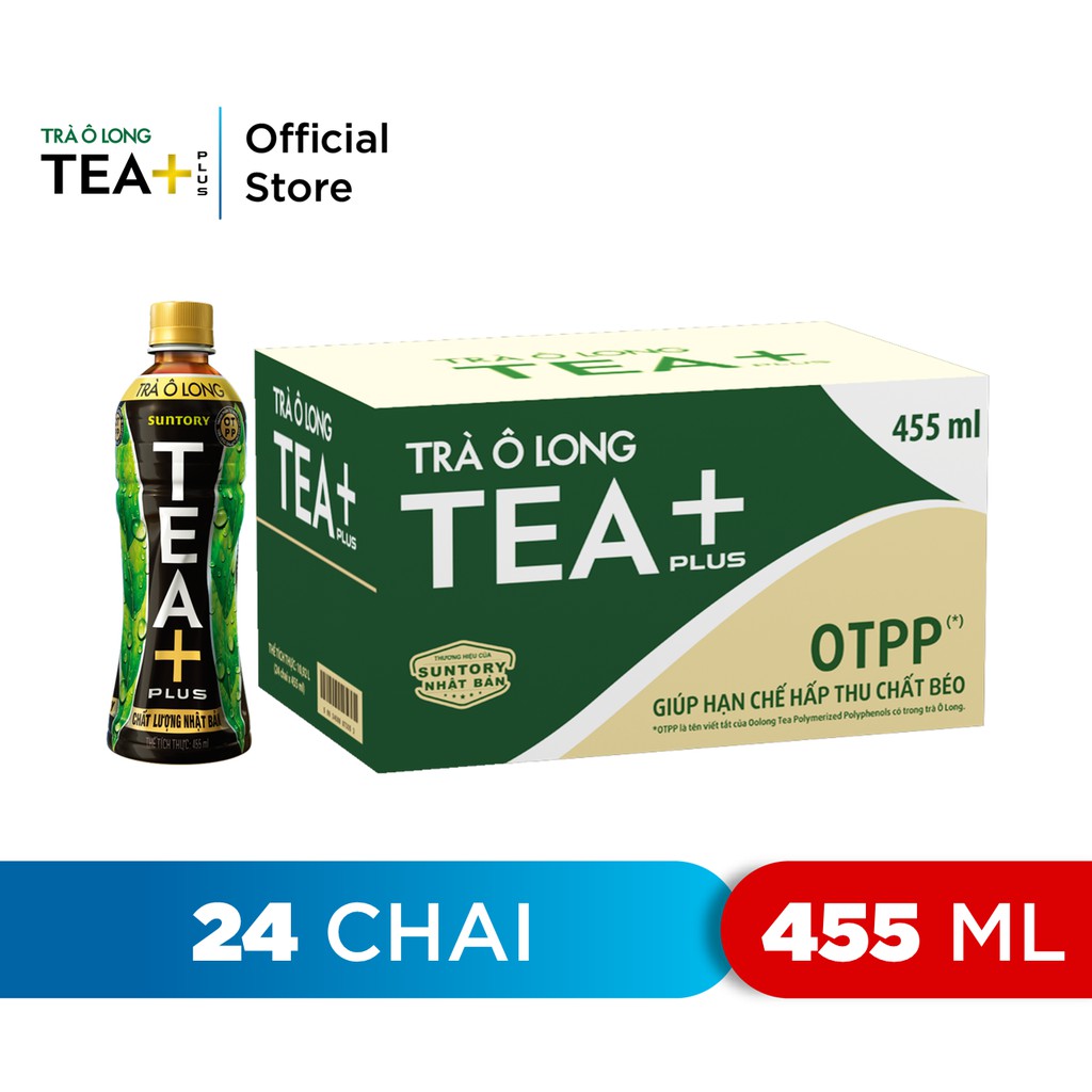 Thùng 24 Chai Trà Ô long Tea+ (455ml/Chai)