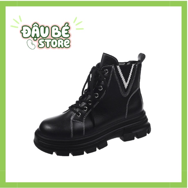 Giày Bốt Nữ Cao Cổ Buộc Dây Đế Răng Cưa 5cm - Boot Nữ Chiến Binh Đẹp Thời Trang Cá Tính Ulzzang -Dabe- BT002