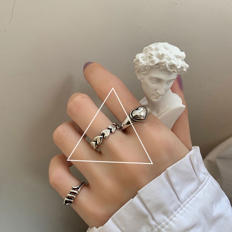 iF YOU Set 7 Nhẫn Bạc Đeo Khớp Ngón Tay Vintage Cho Nữ