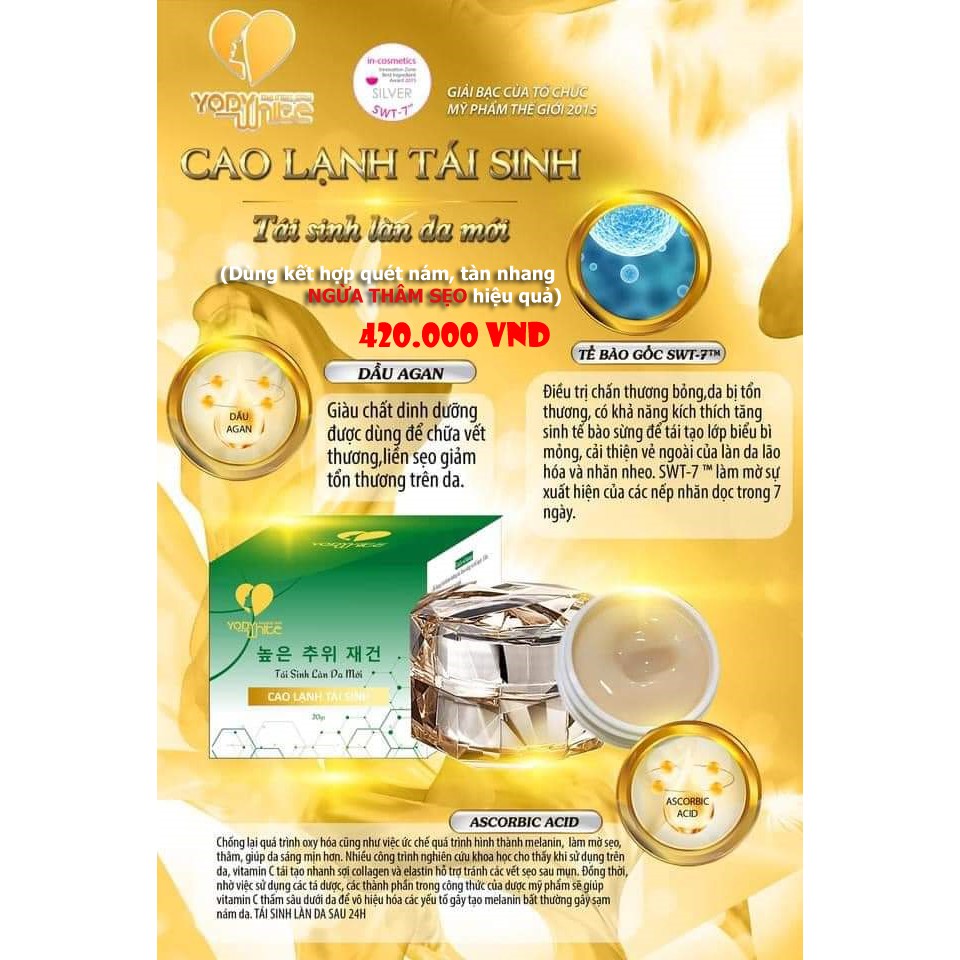 [CHÍNH HÃNG] COMBO TÀN NHANG + CAO LẠNH TÁI SINH + TÁI TẠO DA YODY WHITE CHUYÊN TÀN NHANG NÁM ĐINH MỤN CÓC SẸO RỖ | BigBuy360 - bigbuy360.vn