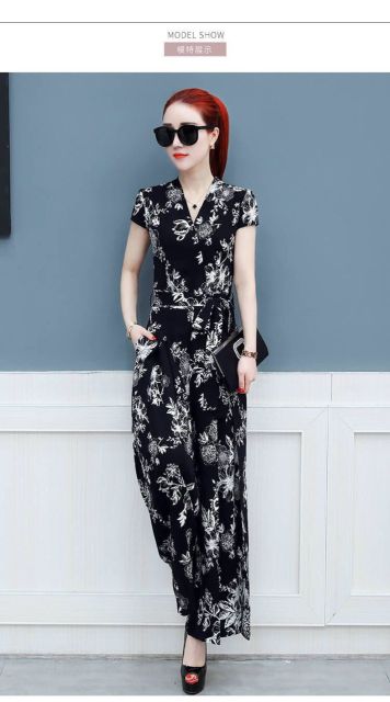 Hàng nhập - Jumpsuit dài ống rộng, bộ jum hoa