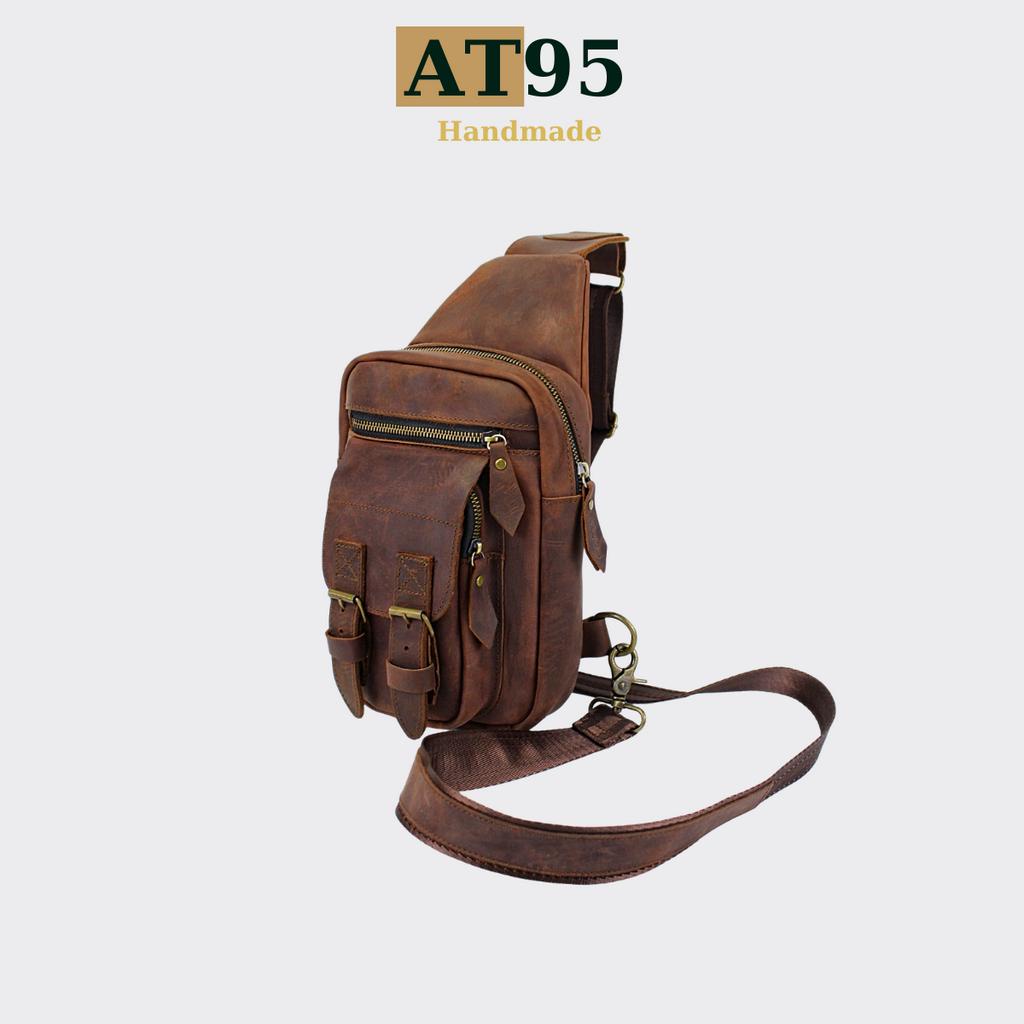 Túi đeo chéo da bò thật 02 thương hiệu AT95 HANDMADE