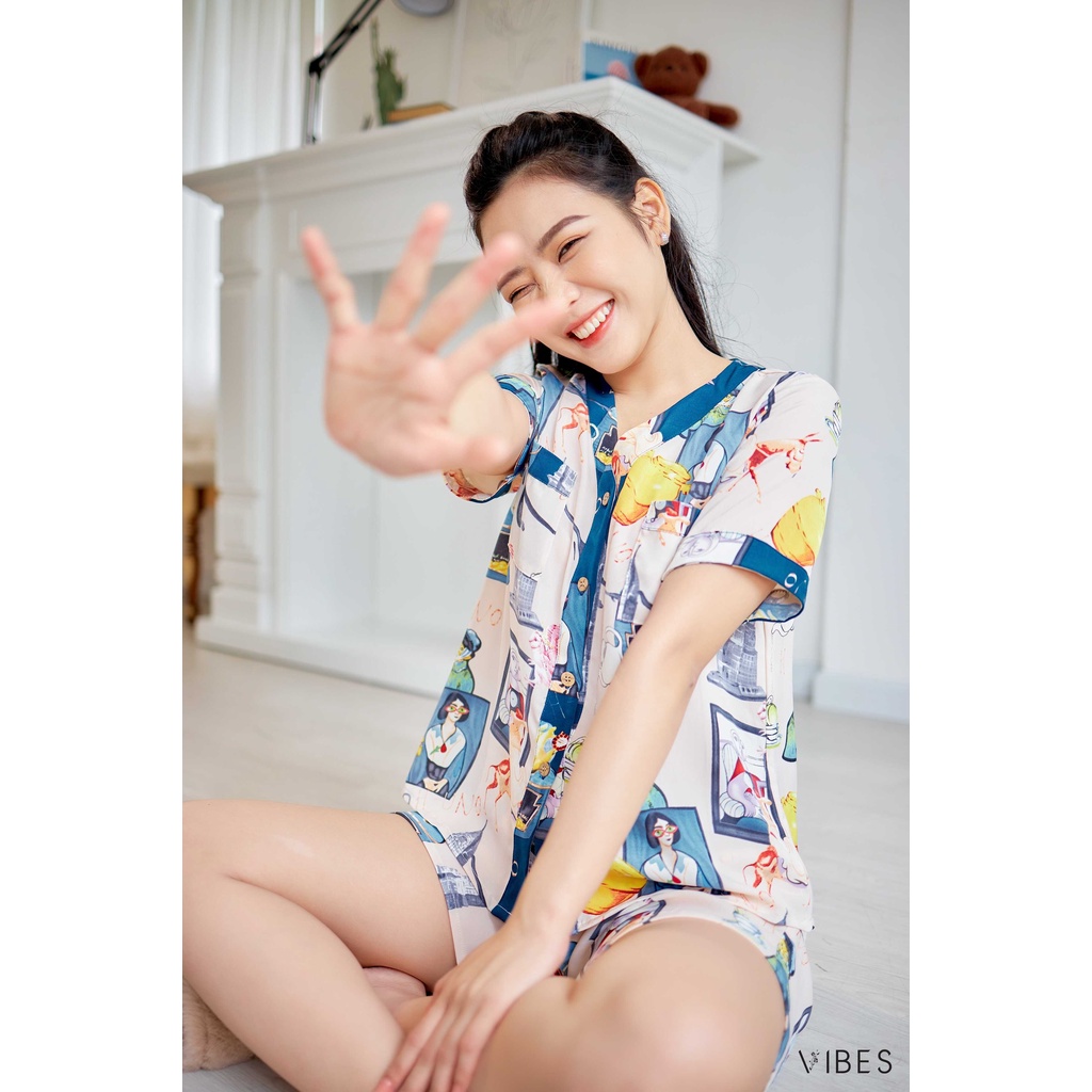 VIBES Bộ Pijama Lửng Mặc Nhà Vivian Be Py Set