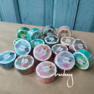 Cuộn miếng dán washi chấm tròn nhiều màu Masking Tape