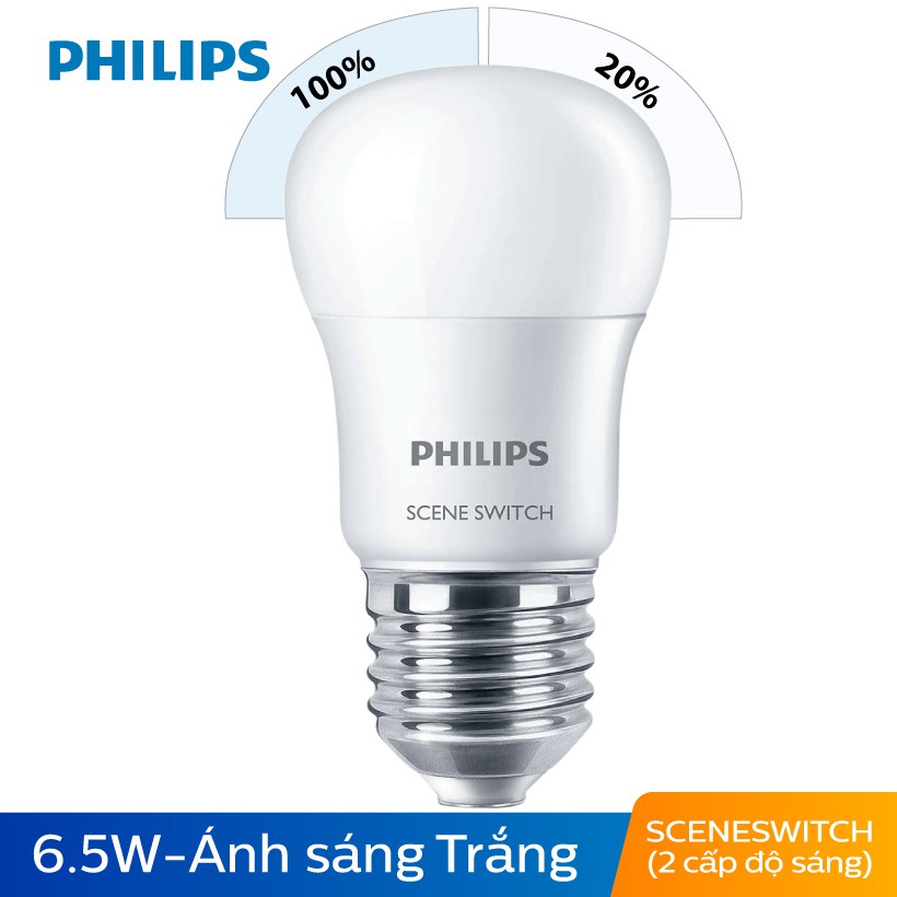 Bóng Đèn Philips LED Scene Switch 2 Cấp Độ Chiếu Sáng 6.5W 6500K E27 P45 - Ánh Sáng Trắng | BigBuy360 - bigbuy360.vn