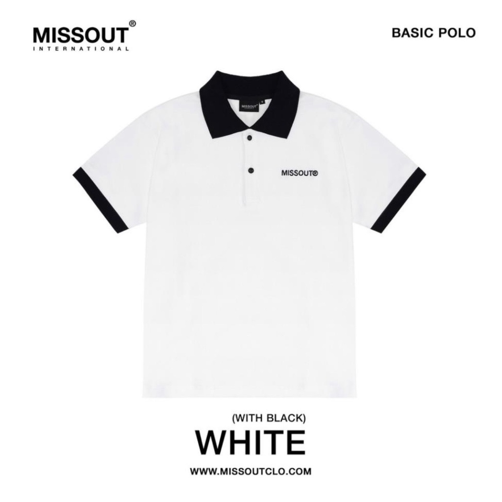 Áo polo basic MISSOUT , áo ngắn tay có cổ họa tiết trơn