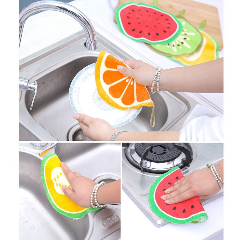 Khăn lau tay họa tiết trái cây TRÒN