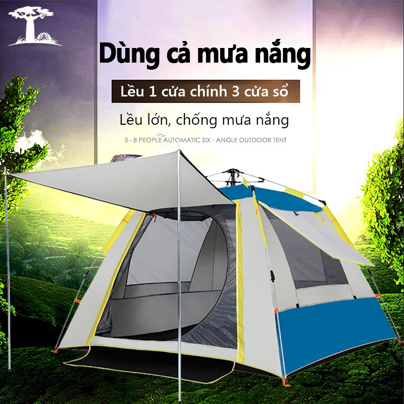 Lều cắm trại cho 3-4 người lều picnic tự động 1 cửa chính 3 cửa sổ, chống nắng chống mưa vinhthuan.shop