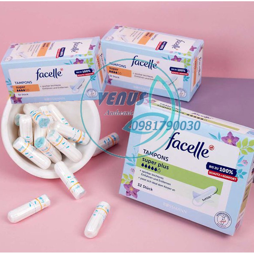 Lẻ 10 miếng Băng vệ sinh dạng nút Tampon Facelle nội địa Đức đủ size