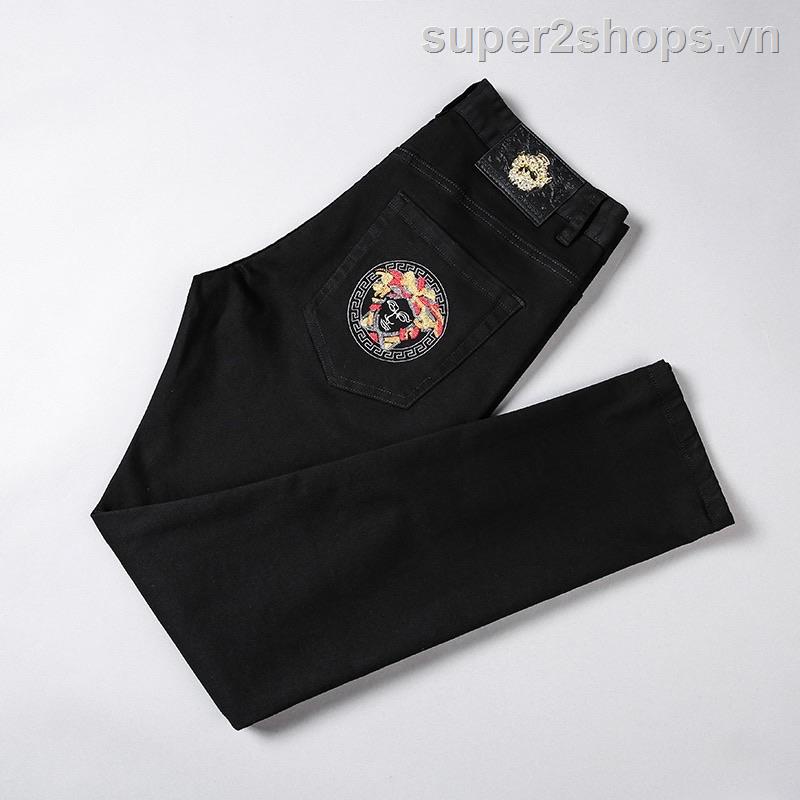 Versace jean Nam boss pant Đen Medusa # Quần Jean Siêu Co Giãn Thêu 720 (size 28-38)