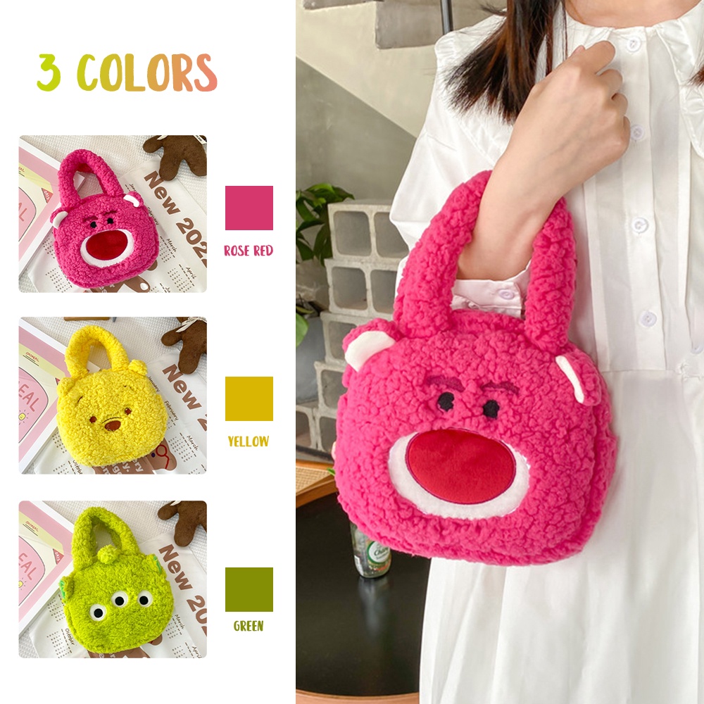 Túi tote Vải Nhung Lông Cừu Mềm Mại Đa Năng Hình Gấu/Gấu/Gấu Kiểu Nhật Bản Dễ Thương 3 Màu Lựa Chọn