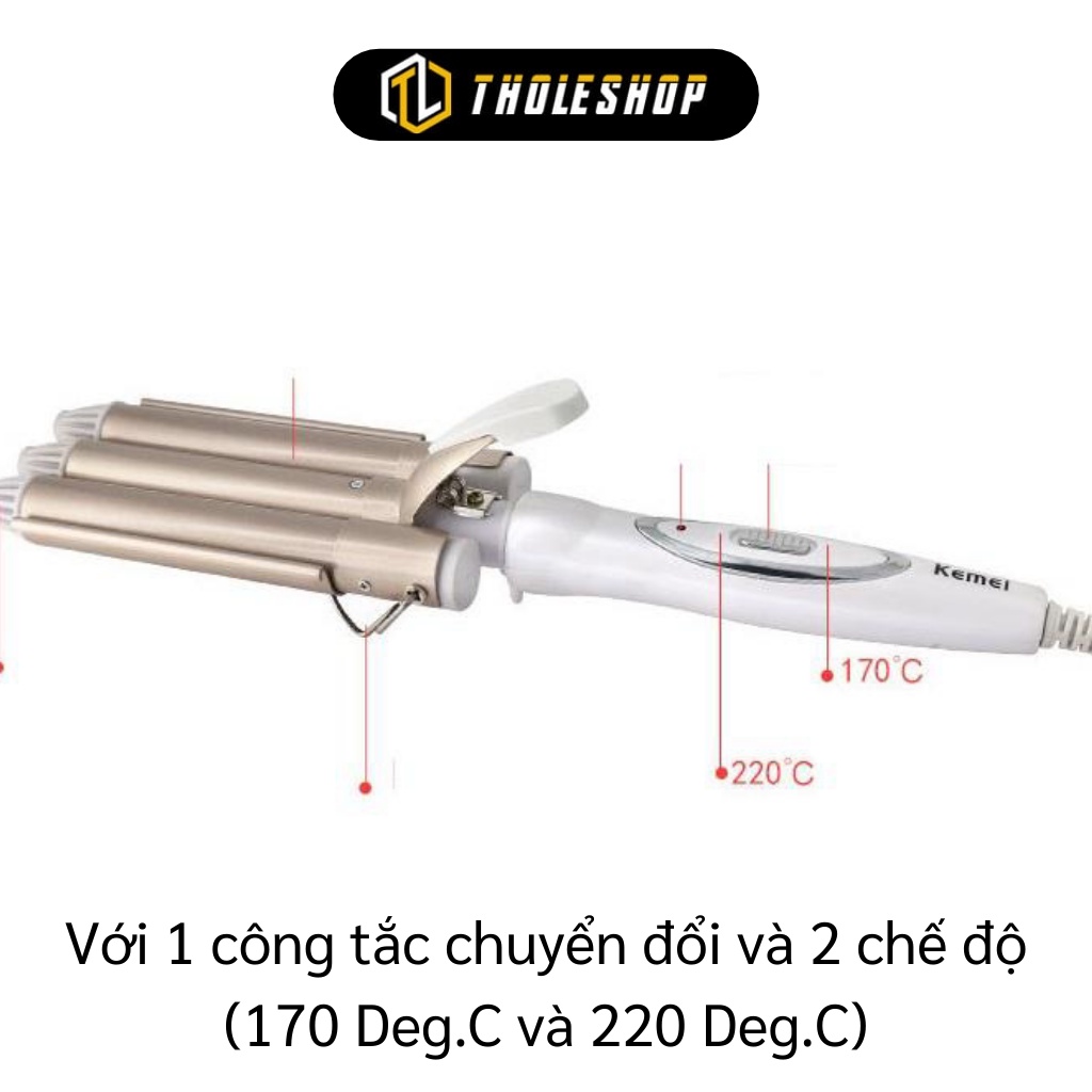 Máy Uốn Tóc - Máy Làm Tóc Xoăn 3 Trục Kemei-1010 Dễ Dàng Và Nhanh Chóng 4355
