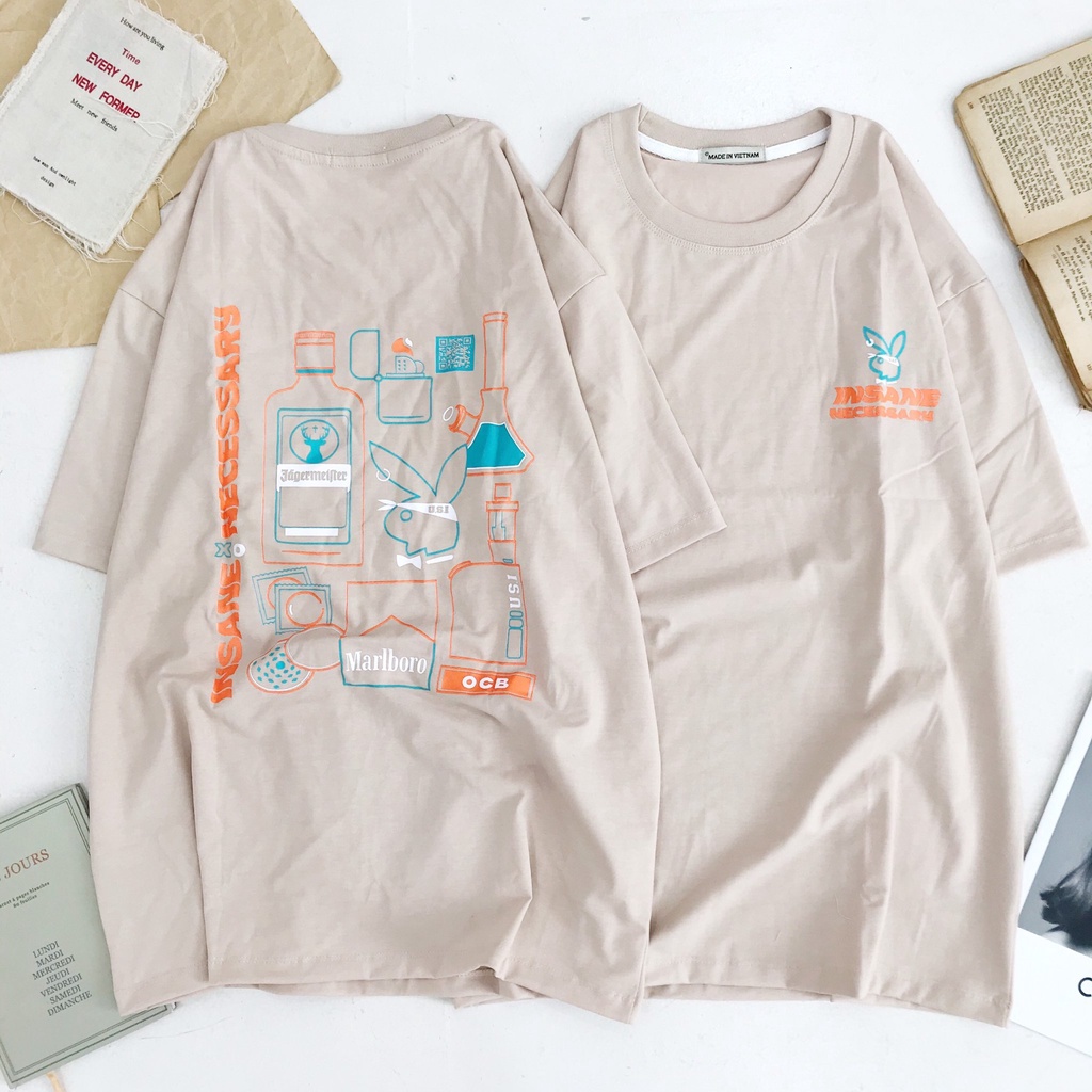 Áo Thun Unisex Tay Lỡ Form Rộng Hình Hóa Học💜Áo phông trơn nam nữ chất cotton co dãn 4 chiều💜TEEUS.shop