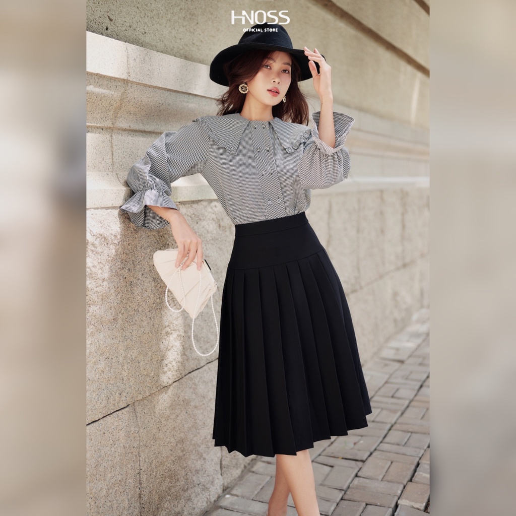 Áo Sơmi Nữ Thời Trang HNOSS Cổ Bèo HNAKI064