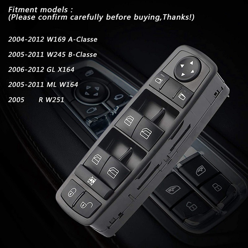 A1698206610 Công Tắc Điều Khiển Cửa Sổ Cho Mercedes-Benz a B GL M R Class W245 W169 A150 B200 X164 2004-2012