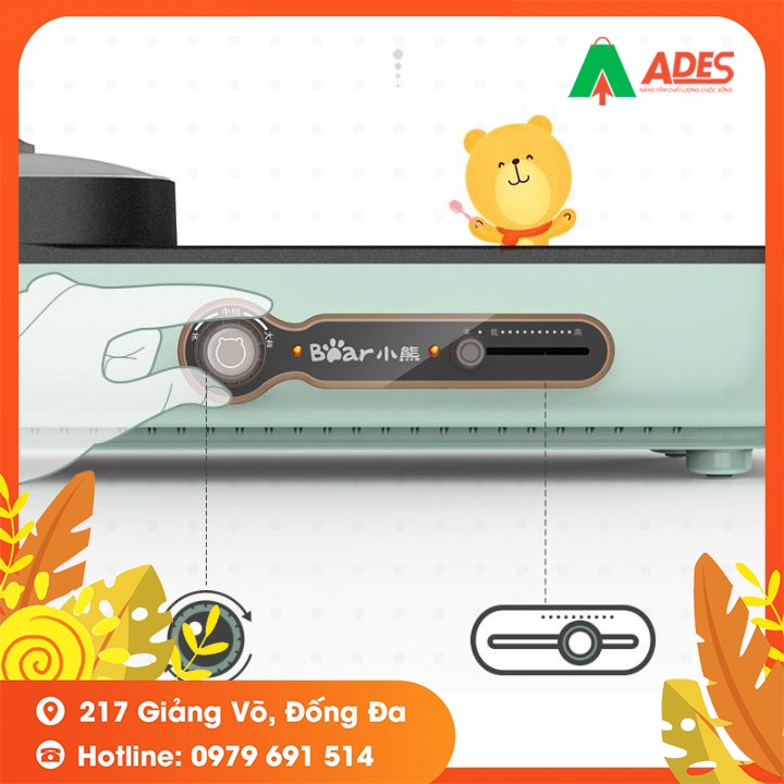 Nồi lẩu nướng Bear DKL-C15G1 - Bảo Hành Chính Hãng - Nồi Lẩu Đa Năng, Thông Minh Cho Mọi Gia Đình 2in1