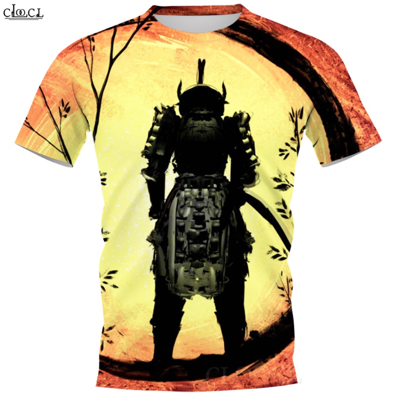 Áo Thun Tay Ngắn Cổ Tròn In Họa Tiết Samurai Nhật Bản Thời Trang Chất Lượng Cao