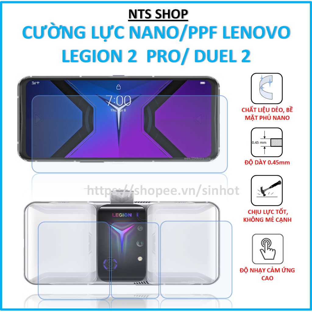 Dán cường lực dẻo bảo vệ màn hình/PPF chống xước smart phone Lenovo Legion 2 Pro/ Lenovo Legion Duel 2