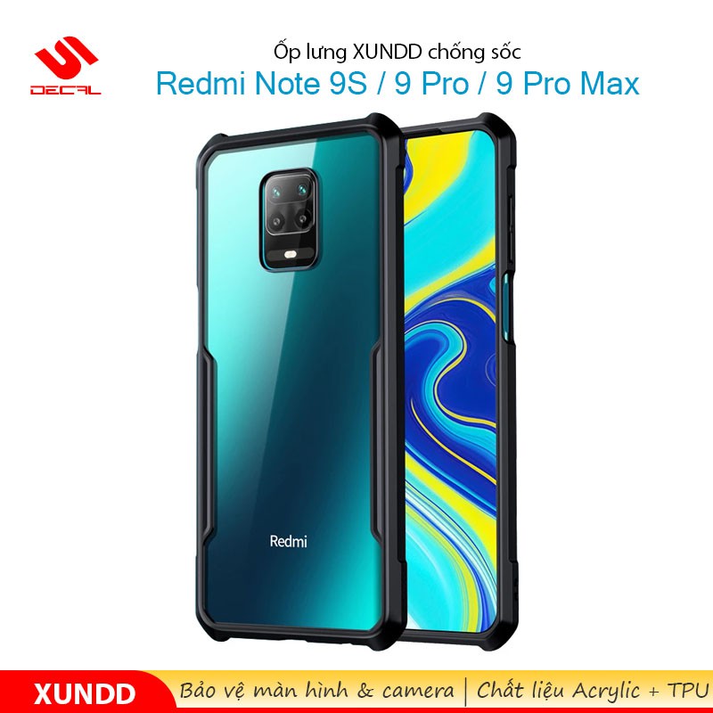 Ốp lưng XUNDD Redmi Note 9S / 9 Pro / 9 Pro Max, Mặt lưng trong, Viền TPU, Chống sốc