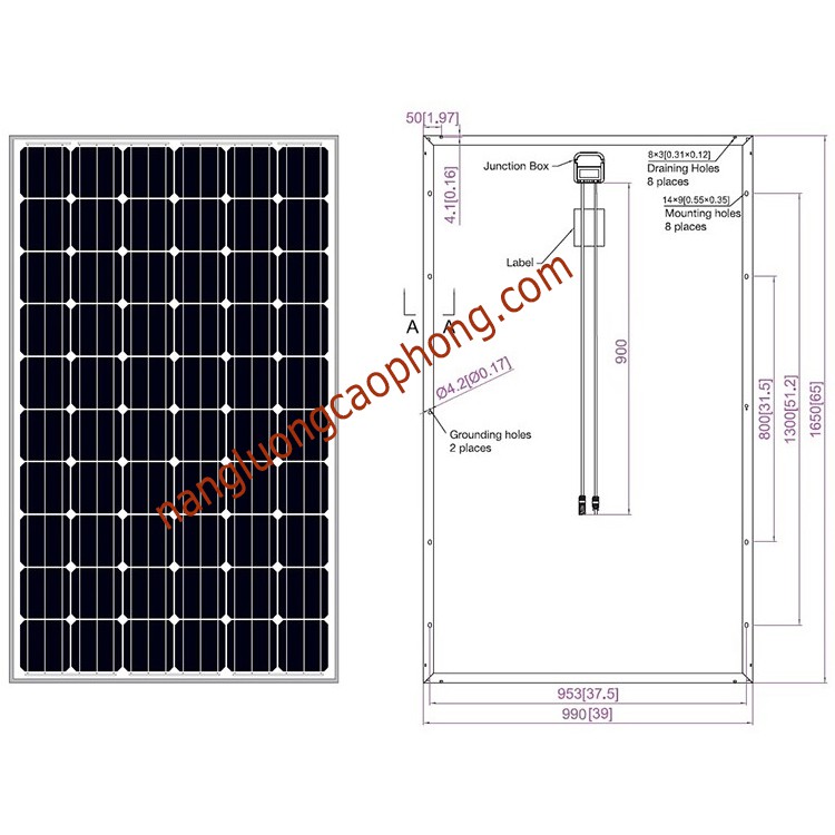 Pin mặt trời 390w mono A+ hiệu suất cao