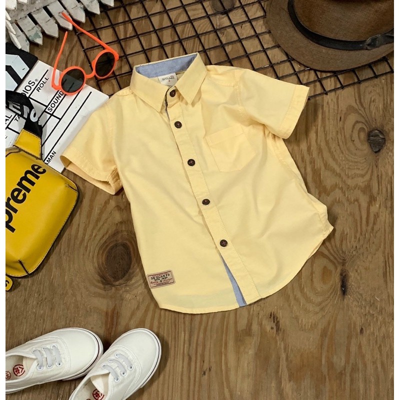 9-27kg. SƠMI NGẮN TAY 5 MÀU TRƠN CƠ BẢN CHO BÉ TRAI PHONG CÁCH