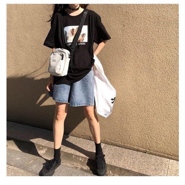 Quần Short Denim Ống Rộng Lưng Cao Thời Trang Mùa Hè Hàn Quốc Dành Cho Nữ