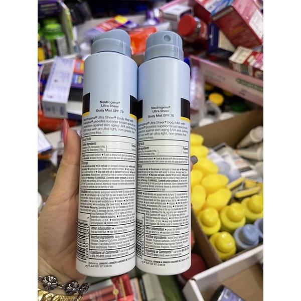 Xịt chống nắng toàn thân Neutrogena Ultra Sheer Body Mist SPF70 - 141g