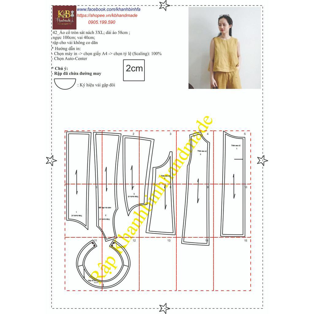Rập giấy Áo croptop mã 42 - Bản vẽ