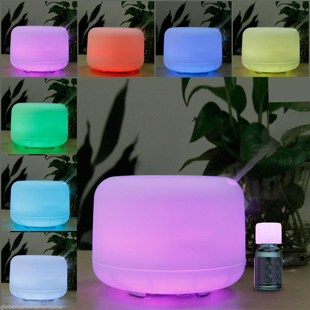 500ml Aromatherapy dry protect Ultrasonic Essential Oil Diffuser Ultrasonic Air Humidifier 7 Colors