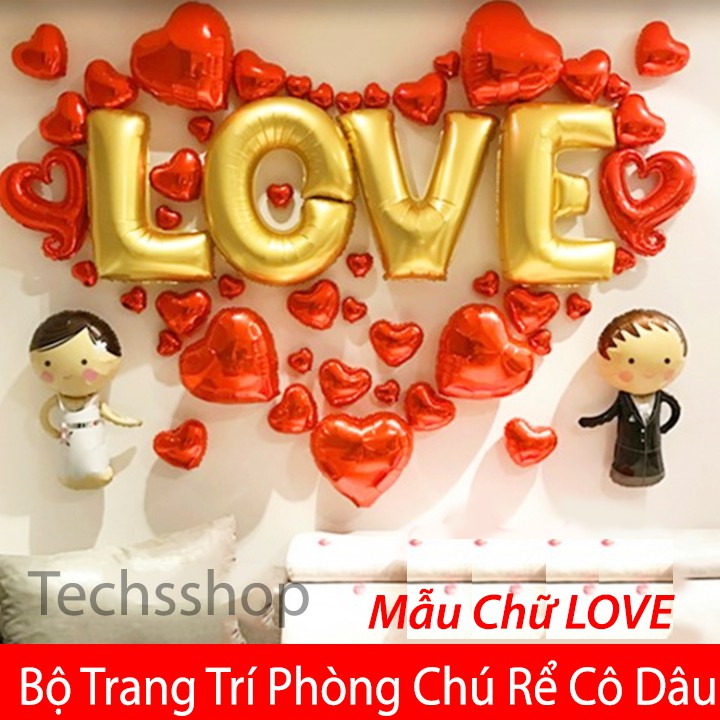 Bộ trang trí phòng cưới tân hôn cô dâu, chú rể chữ love - Phụ kiện trang trí đám cưới - Happy wedding - Valetine