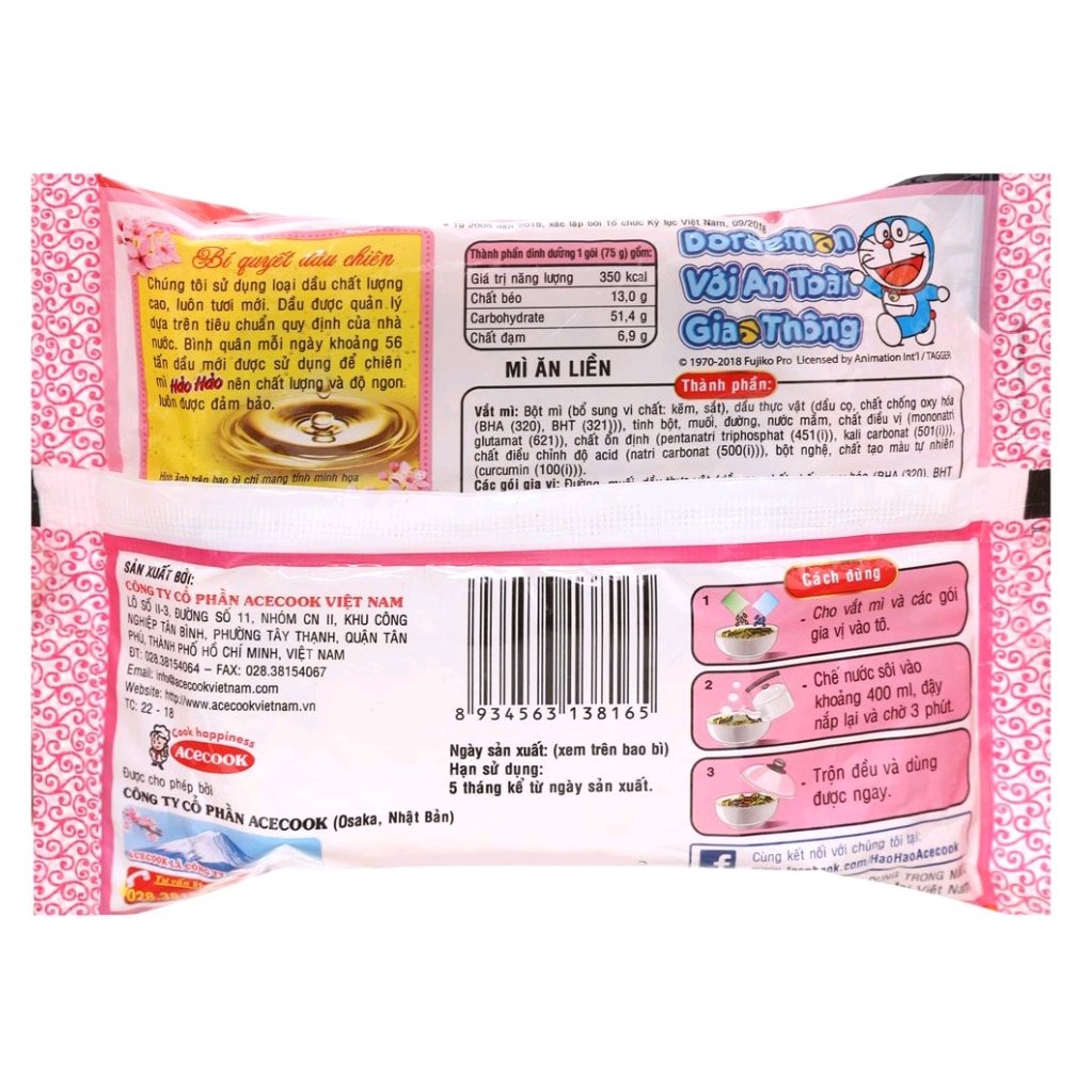 Thùng 30 gói mì Hảo Hảo tôm chua cay 75gr