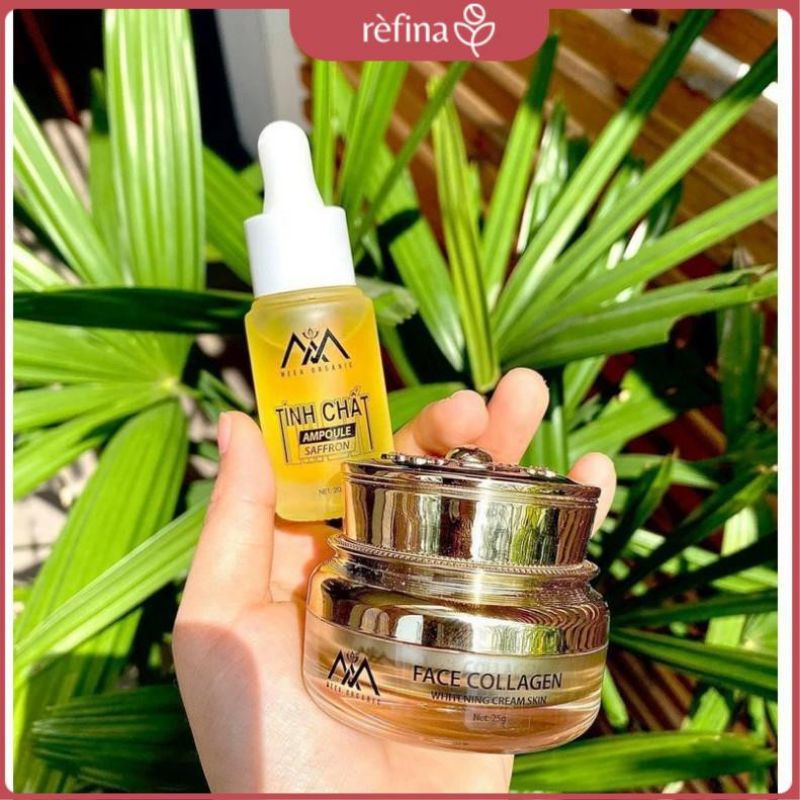 Face Collagen Cá Hồi Dna &amp;Tinh Chất Ampoule Saffron MEEA ORGANIC Chính Hãng !00%