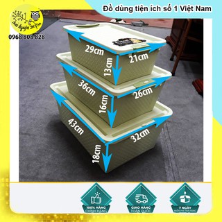 Hộp nhựa đựng đồ có nắp đậy họa tiết đan chéo