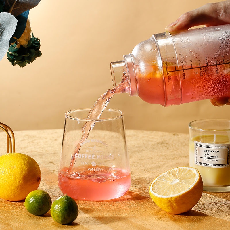 Bộ Cốc Uống Trà Sữa Bằng Nhựa PC Trong Suốt Có Thang Đo Lường Tiện Lợi