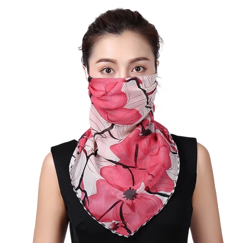 Khẩu trang đa năng che kín mặt vải thoáng mát họa tiết phụ nữ