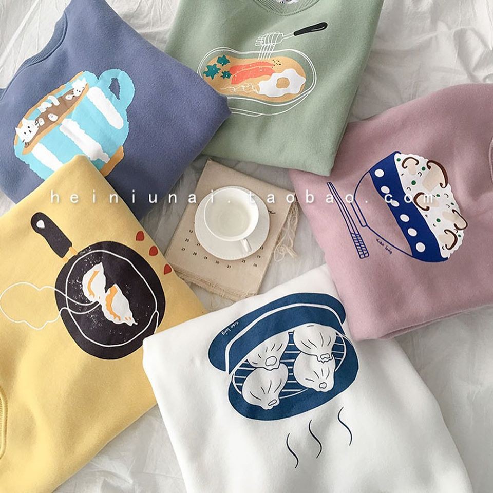 Áo Sweater Nỉ in hình Đồ Ăn (unisex)