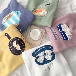 Áo sweater nỉ in hình đồ ăn