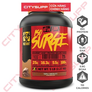 Mutant Iso Surge (2.27Kg/71Liều) Hỗ trợ tăng cơ giảm mỡ, 25g Whey Protein Isolate, 16.3g EAA, 5.5g BCAA