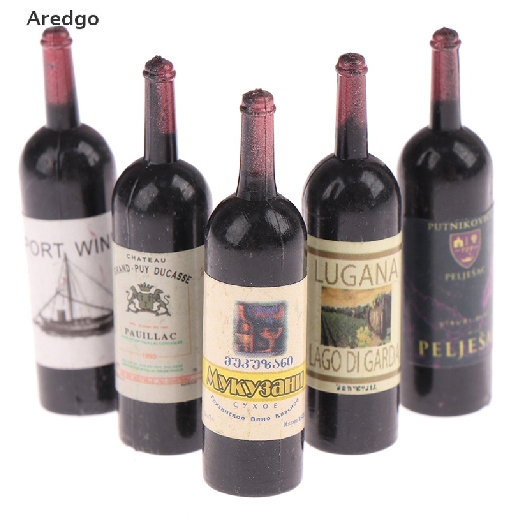 Set 10 mô hình chai rượu vang mini dùng trang trí nhà búp bê