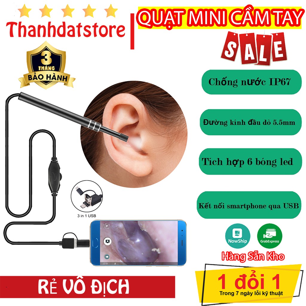 Dụng cụ lấy ráy tai bằng camera nội soi full HD kết nối với điện thoại 💥SIÊU HOT💥