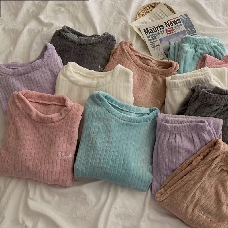 Bộ ngủ mặc nhà nỉ bông mềm mịn hot mùa đông 2021