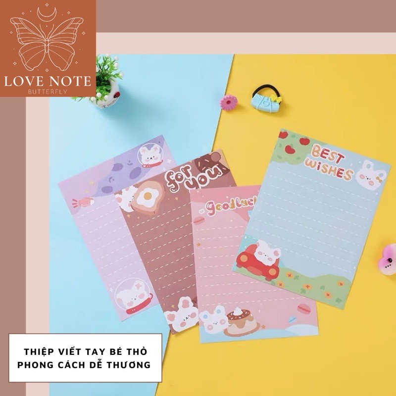 Thiệp, thư tay hình bé thỏ đáng yêu tặng kỷ niệm, sinh nhật, lễ tết, 14/2 8/3 20/10 24/12, noel, cảm ơn