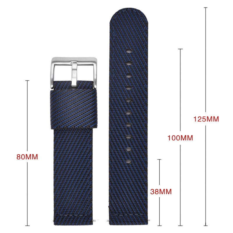 Dây Đồng Hồ Đeo Tay Bện Nylon 18mm 20mm 22mm 24mm